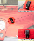 Heavy Duty Aluminum Hood Latch Kit With Locking Hood Catch For Jeep Wrangler JK JL Gladiator JT 2007-2025 installed on red hood