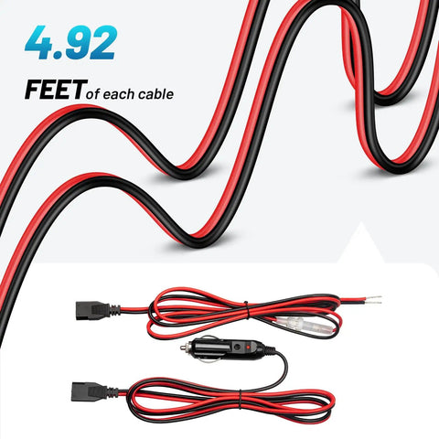 CB Radio Power Cord 12V 3 Pin Plug Fused Replacement Cable With Two Heavy Duty 16 Gauge Wires 4.92 Feet Long, product display