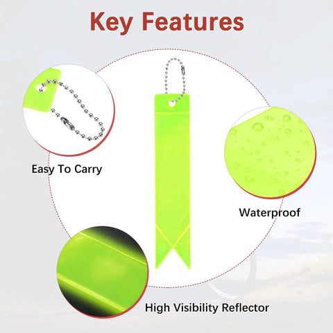8 Pack Reflective Safety Pendants With Chains For Backpacks, Running And Cycling, waterproof fluorescent green visibility tags