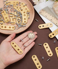 Golden Flat Straight Mending Brackets Kit With 80 Screws 20 Pieces Metal Fixing Plates shown with ruler and hand for size reference