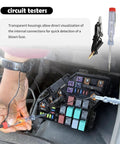 Snap Up This Solid 120 Piece Car Mini Fuses Assortment Kit With Fuse Tester And Puller Tool Covering 2A To 35A Amps showing circuit tester use with fuses.