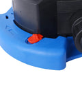Close-up of the rugged blue base and control button of No Sweat One Third Horsepower Submersible Water Pump.