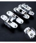 Close-up of Two Pack Zinc Alloy Hidden Folding Door Hinges 23x95mm For Cabinets And Counters Concealed Mount No Fuss Easy Install
