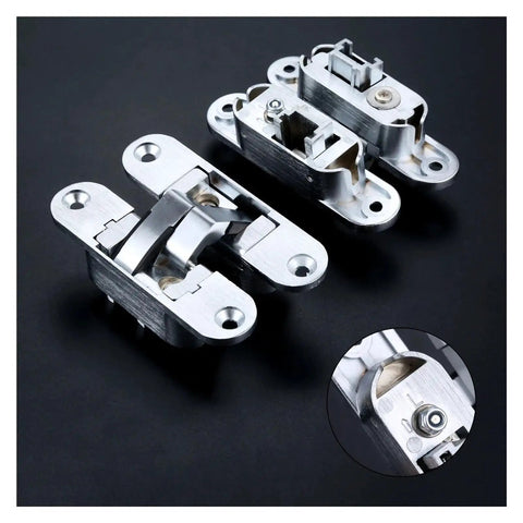 Close-up of Two Pack Zinc Alloy Hidden Folding Door Hinges 23x95mm For Cabinets And Counters Concealed Mount No Fuss Easy Install