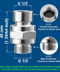 Solid Brass Shower Connector Ball Joint Swivel Adapter Chrome, Adjustable Shower Arm Extension, Leak Free Universal Shower Head Holder, Built To Last Brass Construction For High Pressure Easy Install, G 1/2 female and male threads, 49 mm
