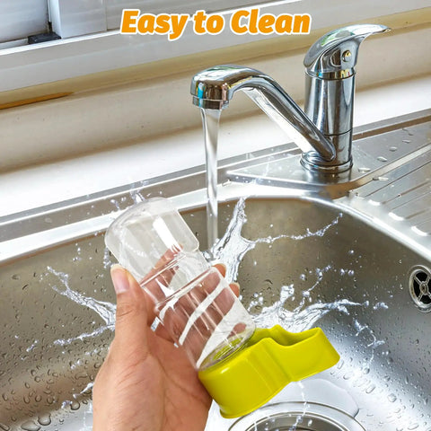 Awesome 2 Pack Automatic Bird Water Dispenser With No Mess Design For Parrot And Budgie Cages in hand under sink faucet.