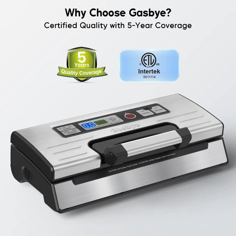 95kPa Vacuum Sealer With OneTouch Auto Vac And Seal, Double Heat Seal, Easy Lock Handle, Built In Bag Storage, sleek silver design