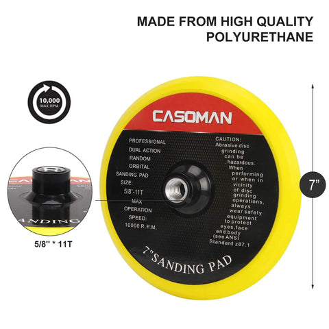 7 Inch Buffing And Polishing Pad Kit With 7 Pieces, 7-inch polyurethane sanding pad with 5/8-11 thread and hook and loop backing