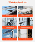 Various applications of 12V Beefed Up 6 Inch Stroke Linear Actuator With 2023 Lbs Thrust 9000N IP65 Waterproof, including doors and machinery.