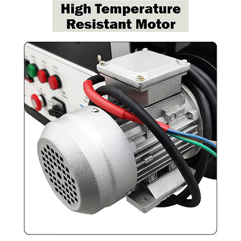 Heavy Duty Professional Grade Industrial Heat Blower With Thermostatic Hot Air Circulator And Killer Pid Temp Control For Hardcore High Power Drying Oven At Three Fifty Celsius high temperature resistant motor close-up.