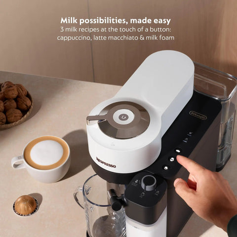 Vertuo Lattissima One Touch Coffee And Espresso Maker Matte White Finish For Creamy Lattes And Rich Cappuccinos with display view