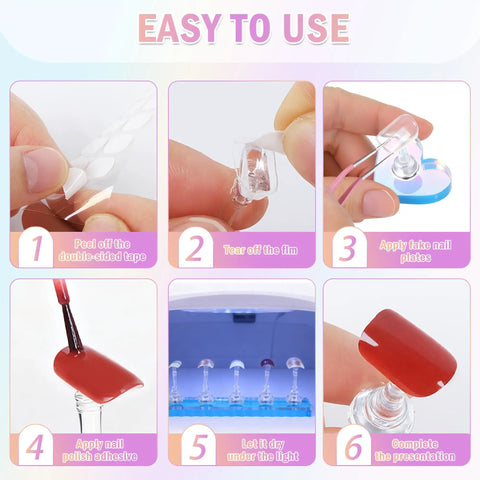 Step by step guide for using Heart Shaped Magnetic Nail Stand Set For Press Ons, Acrylic Nail Holders For Nail Art Display