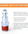 1/4 Inch MNPT Male Industrial Air Plug For Pneumatic Systems, 30 Pack, 300 PSI Capacity with pre-coated sealant threads