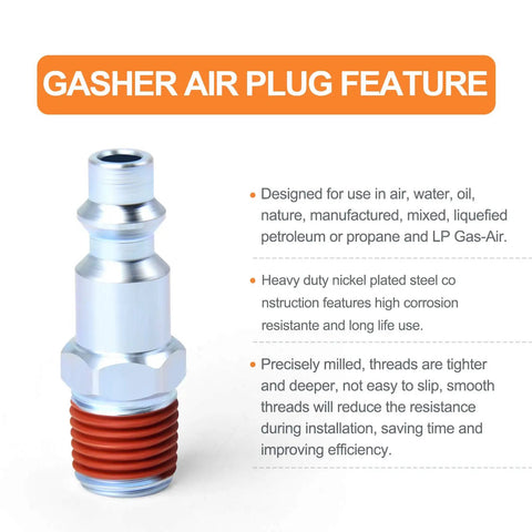 Quarter Inch NPT Male Industrial Air Plug 300 PSI Pneumatic Plugs Pack Of 20 With Pre Coated Threads for air systems