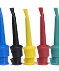 Colorful set of 5 insulated test hook clips for multimeter lead kit, nylon6 needle, durable design for PCB testing.