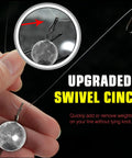 Close-up of Casting Bass Sinker Weights Set with round lead weight and upgraded swivel cinch for freshwater fishing.