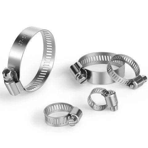 26 Piece Stainless Steel Hose Clamps Assortment Kit One Quarter To Two Inch Adjustable Worm Gear Clamps For Fuel Line Plumbing