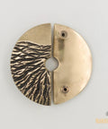 Solid Brass Circle Cabinet Pulls With Textured Dune Design And Dope Antique Gold Finish, Hand Cast Hardware, detailed view