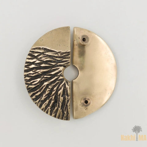 Solid Brass Circle Cabinet Pulls With Textured Dune Design And Dope Antique Gold Finish, Hand Cast Hardware, detailed view