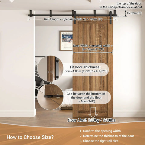 10 Ft Ceiling Mount Sliding Barn Door Hardware Kit Black With Low Ceiling L Shape Bracket System installed on wooden door