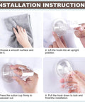 Installation instructions for Clear Suction Cup Razor Holder 2-Pack For Shower, showing step-by-step mounting on smooth surface.