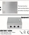 IP55 Weatherproof Junction Box Enclosure For Outdoor Electrical Cables All Weather Tough As Nails 24 In High 8 In Wide 30 In Long With Removable Mounting Plate Stainless Steel Cabinet Dust Seal And Water Drainage For PV Network And Industrial Use, back view