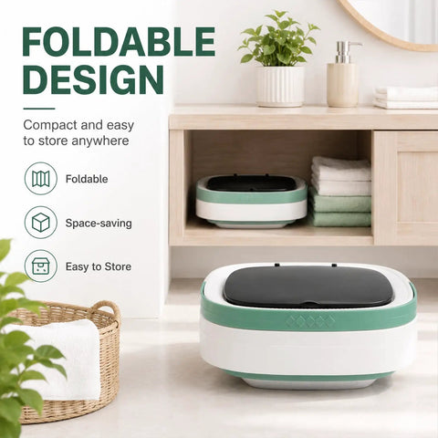 Portable Foldable Mini Washing Machine With Fast Spin Dryer And Flexible Wash Options For Baby Gear Gym Socks and Road Trips on shelf.