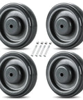 4 Pack 5 Inch TPU Silent Shopping Cart Replacement Wheels Kit With Double Ball Bearings shown with screws