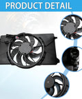 Slick Engine Cooling Fan Assembly For Ford Focus 2012 2018 Two Point Zero Liter Inline Four top view with connectors visible.