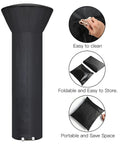 Heavy Duty Patio Heater Cover With Zipper And Storage Bag Waterproof Dustproof Wind Resistant Snow Resistant Sunlight Resistant Weatherproof All Weather Protection Black 89 Inch Tall Dome 33 Inch Base shown upright with cleaning and storage features