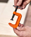 Two Inch C Clamp For Woodworking And DIY Projects, Beefy 400 Pound Load, 1 Inch Throat Depth, Rugged Steel Build in hand