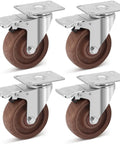 Heavy Duty 4 Inch Casters Set Of 4 With Brakes, 2000 Lbs Load Capacity, Glass Filled Nylon Wheels, High Temperature Castors For Workbench