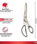 ProSeries 9 Inch Pinking Shears With No Fray Zigzag Edge Heavy Duty Stainless Steel Blades White Soft Grip Handle For Easy Pain-Free Fabric Cutting And Fray-Free Seams, side view