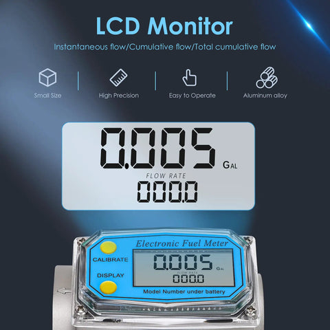 LCD display of Turbine Flow Meter 1 Inch And Three Quarter Inch Digital Liquid Flowmeter For Water Diesel Kerosene Gasoline