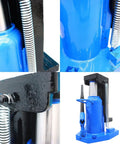 Heavy Duty Air Hydraulic Toe Jack 15 Ton Lift Plus 30 Ton Top Capacity Featuring Beefy Heat Treated Steel close-up of the operating handle and cylinder.