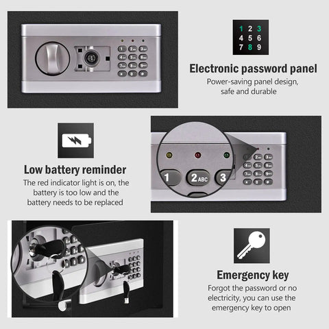 Heavy Duty Safe Box Security Cabinet With Digital Keypad Alarm LED Indicator And Triple Lock Core Anti Theft For Cash Jewelry And Guns Fireproof Safe Cabinet Includes Expansion Nails And Battery Pack
