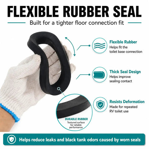 Flexible rubber seal from RV Toilet Repair Kit With Closet Flange Seal And Screw For Thetford Aqua Magic Style Lite Style II Style Plus