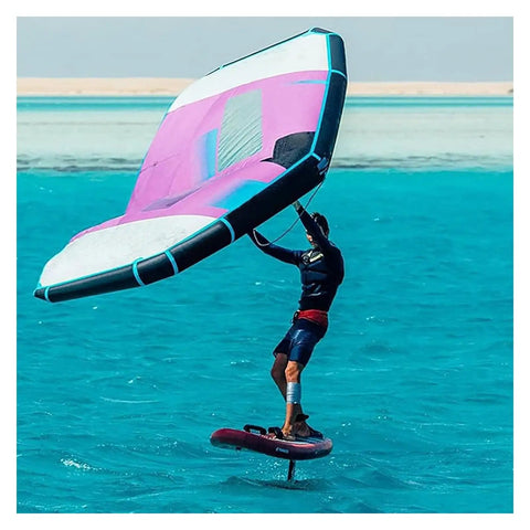 Person using Inflatable Wind Foil Wing For Windsurfing And Kite Surfing, Dope Durable Tear-Resistant Nylon, Air-Filled Design That Holds Shape