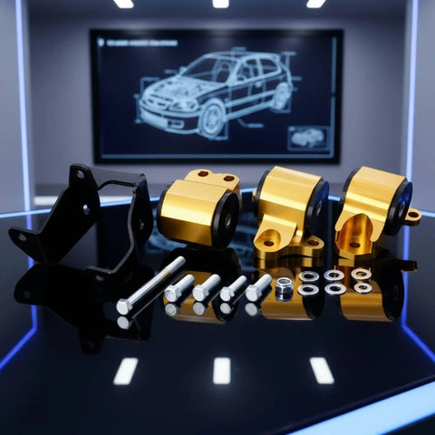 Tough As Nails Aluminum Alloy Engine Mount Bracket with Precision Cut Bolt On Hardware and components on display