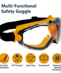Over Glasses Protective Safety Goggles With Anti Fog UV Protection Scratch Resistant Lens for woodworking and construction.