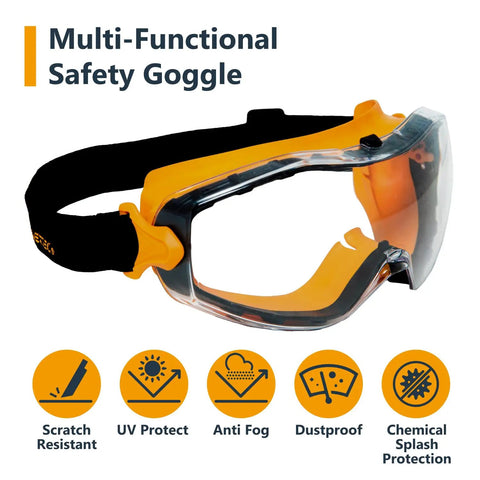 Over Glasses Protective Safety Goggles With Anti Fog UV Protection Scratch Resistant Lens for woodworking and construction.