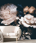 Dark Floral Peony Wallpaper Mural For Living Room Not Peel And Stick Requires Paste Large 161 By 108 Inches Wall Covering