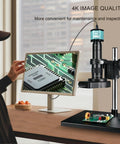 Ultra Clear 4K Digital Microscope With 48MP Camera on desk inspecting PCB via monitor