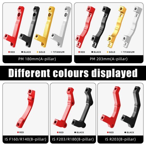 Front And Rear Disc Brake Caliper Mount Adapter For 203mm Rear Rotors CNC Machined Aluminum Alloy Rotor Adapter With Bolts Includes Hardware Built Tough Durable And Corrosion Resistant Performance Upgrade in multiple colors and sizes