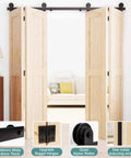 Heavy Duty Bifold Barn Door Hardware Kit 66 Inch Sliding Track For Up To Four 16 Inch Panels With Quiet Rollers Installed