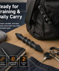 2-Pack Yawara Stick Set 6.5 Inch High Impact Polymer for self defense on table with bag, keys, and notebook