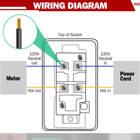Wiring diagram for Heavy Duty On Off Toggle Switch For Table Saw Handles Steady 120 Or 230 Volt Power Runs Totally Smooth Includes Deep Gang Box.