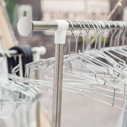 4 Pack Clothes Rod Stops End Caps Made Of Durable Metal Brackets For Round Clothing Rods, Shelf And Rod Storage End Caps, Replacement Ends For Closet Rods, Easy Install No Fuss Quick Fit, white cap on chrome closet rod