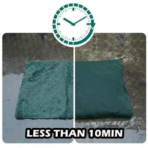 5 Pack Flood Barrier Bags 16x24 Inches For Quick Water Control showing water absorption in less than 10 minutes on wet surface.