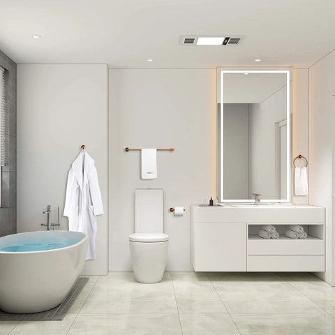 Modern bathroom with Stainless Steel Bathroom Accessories Set With Towel Bar Towel Ring Toilet Paper Holder And Hooks In SUS 304 Brushed Brass Finish